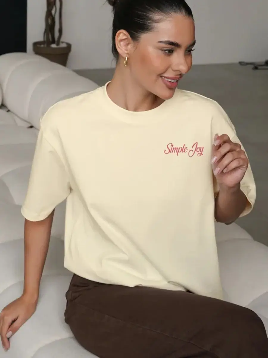 Retro 100% Pure Cotton American Pink orchid Summer New Cute Casual Women's Oversize T-shirt image 3