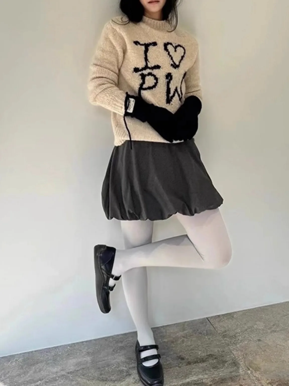 

Вязаный свитер Personali круглый Ne с буквенным узором, смесь шерсти, женский осенний сезон, свободный длинный свеч ort Dr