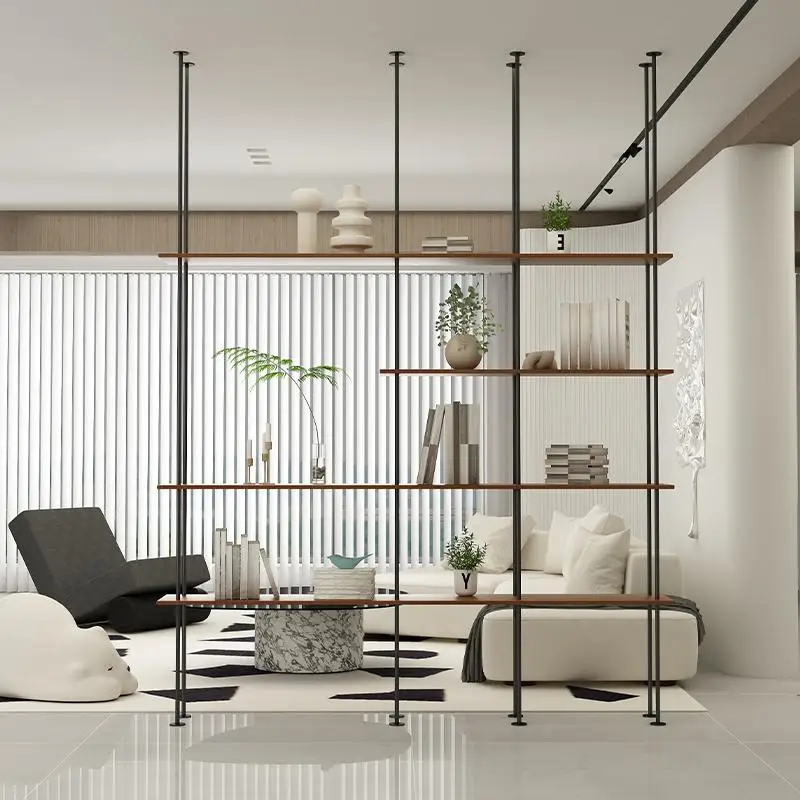 Simple bookshelf Office display rack Open display rack Wrought iron partition porch rack