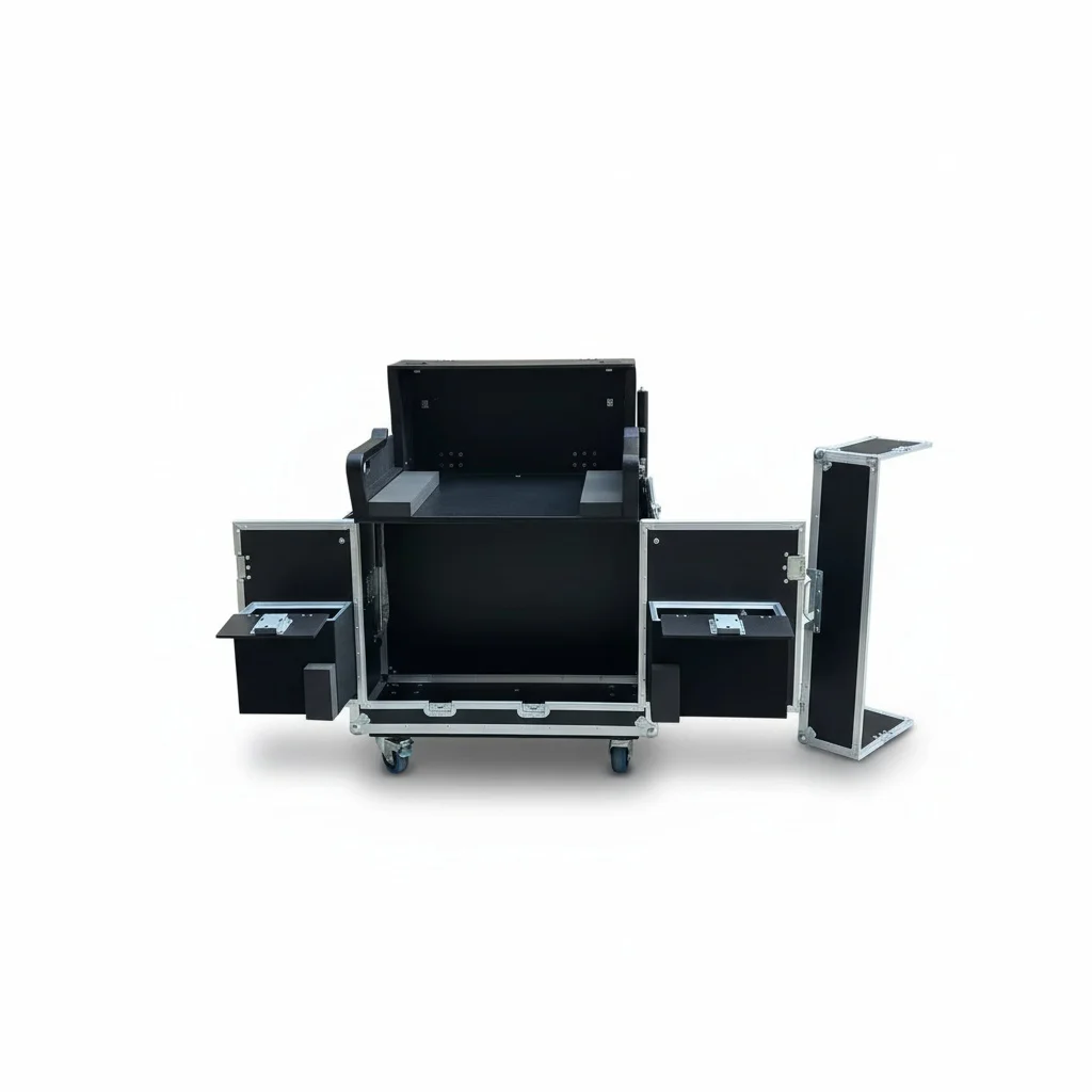 Mixer Flight Case, 9mm Birch Plywood Road Case with Casters, Hydraulic Console Rack for Y-DM7 and Y-DM7C, Heavy Duty Mixer Box