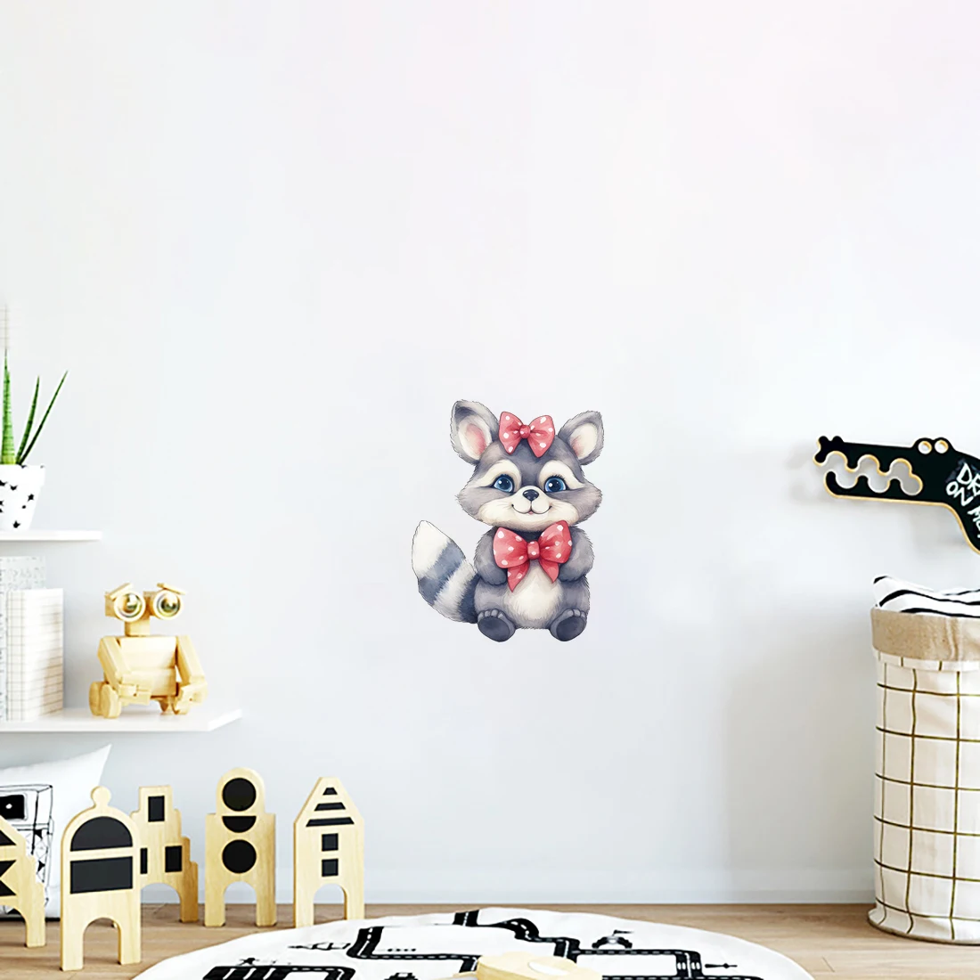 Three Ratels QB26 Cute little raccoon cartoon animal wall sticker waterproof self-adhesive car sticker luggage decals