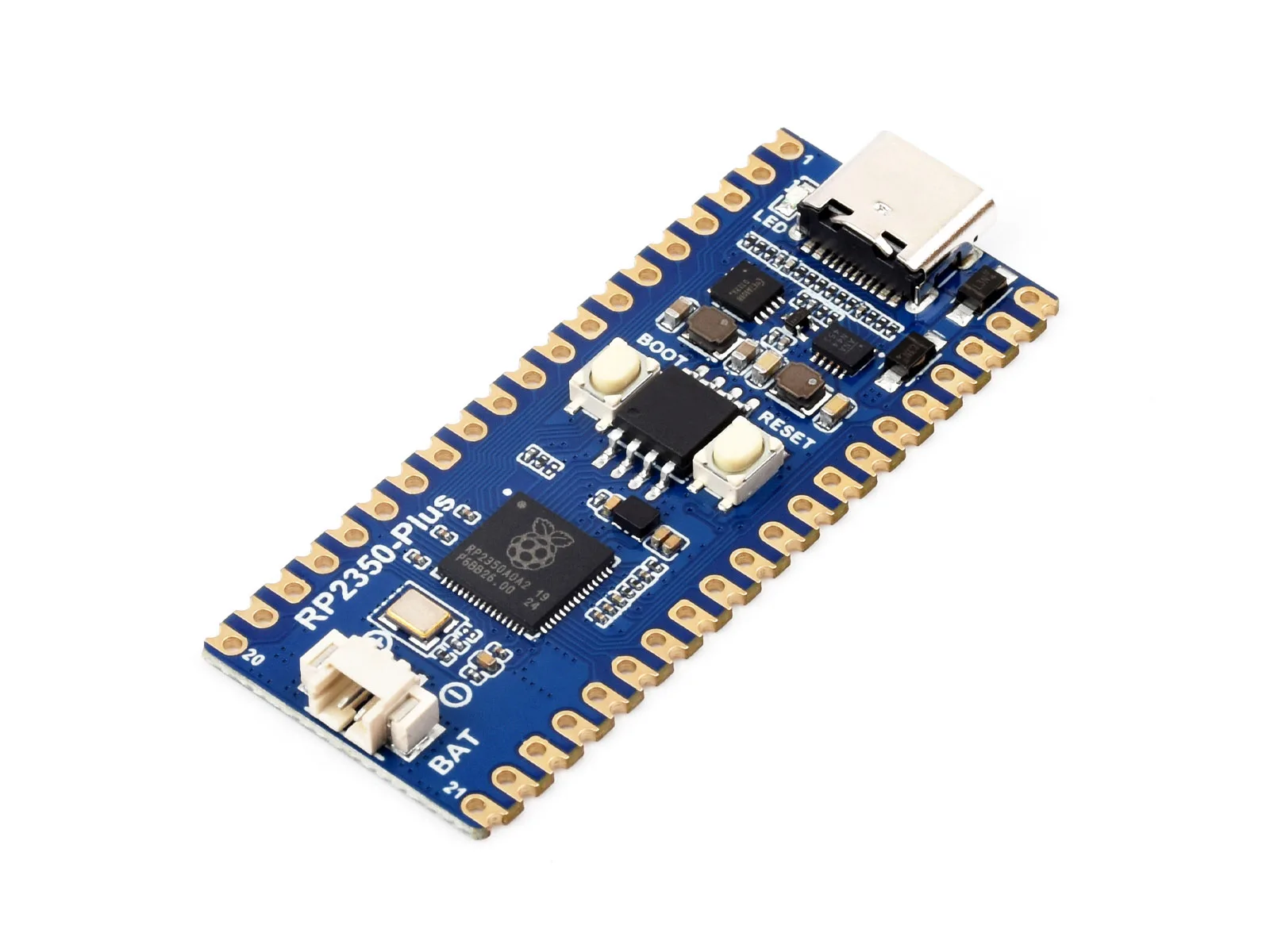Placa de desenvolvimento waveshare RP2350-Plus, uma placa MCU tipo pico de baixo custo e alto desempenho baseada em Raspberry Pi RP2350A Dual-cor