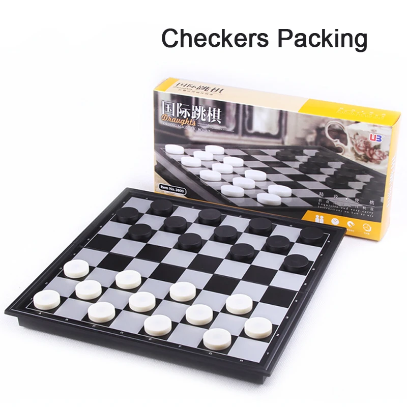 International Checkers Plastic Portable Chess Set Folding Checkerboard Magnetic Chess Game 64 Checker for Kids Toy Gift LG2