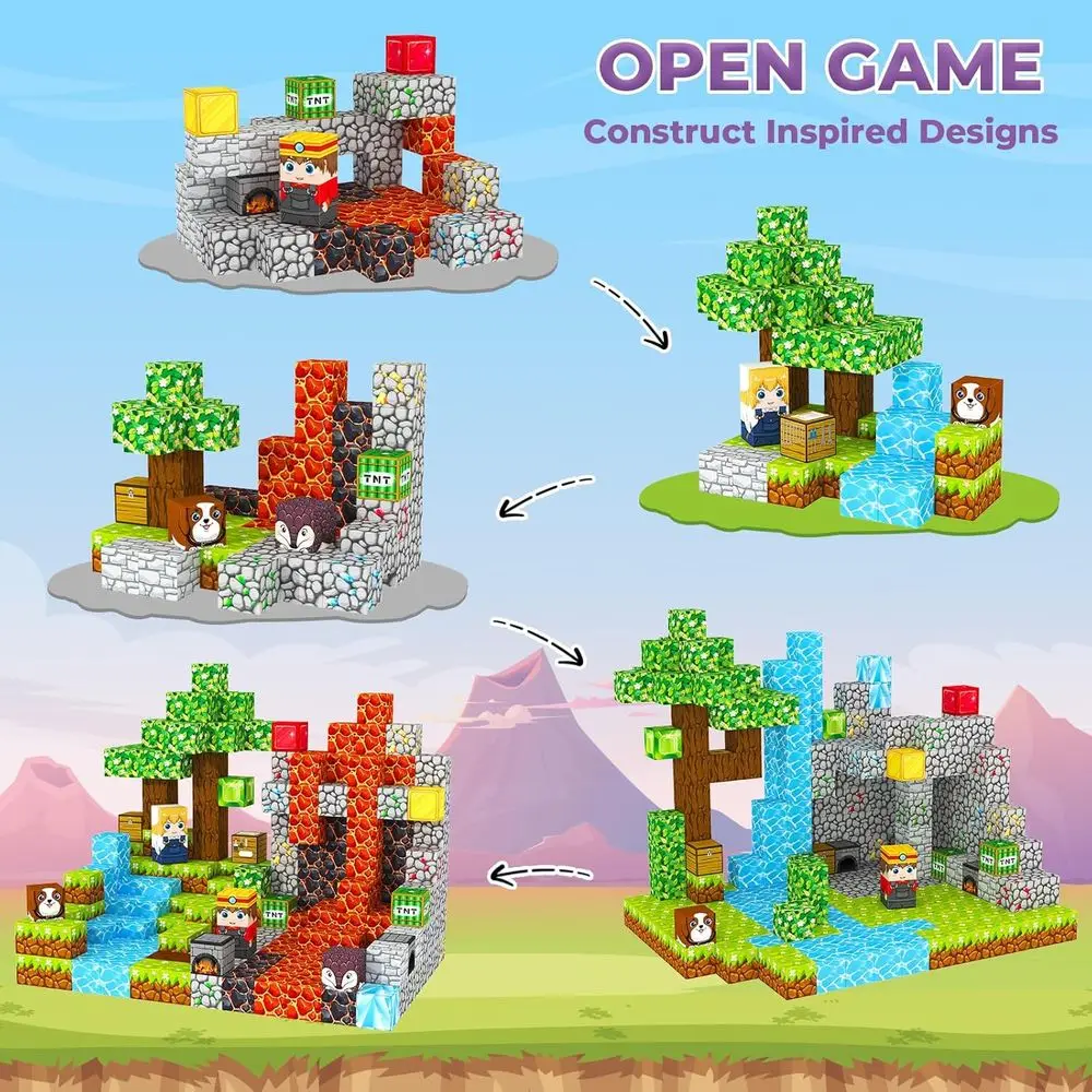 บล็อกแม่เหล็กสำหรับเด็กเล็ก: ของเล่น STEM สำหรับเด็กอายุ 3-8 ปี - เกมและการ์ดของขวัญที่เหมาะสำหรับการเดินทาง