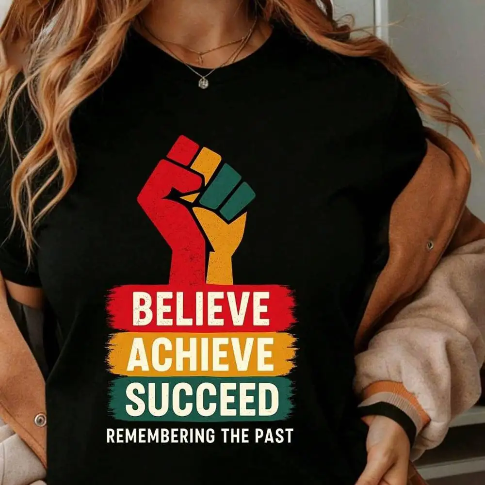 Believe Achieve Succeed Remembering The Past T-Shirt Inspirational Motivational Graphic Tee For Women Men Unisex Casual Wear Activewear Gift For