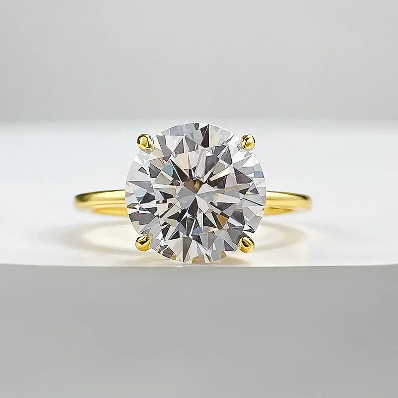 

Solitaire 10mm Lab Diamond Ring 100% Real 925 Sterling Silver Engagement Wedding Band Rings for Women Bridal Promise Jewelry