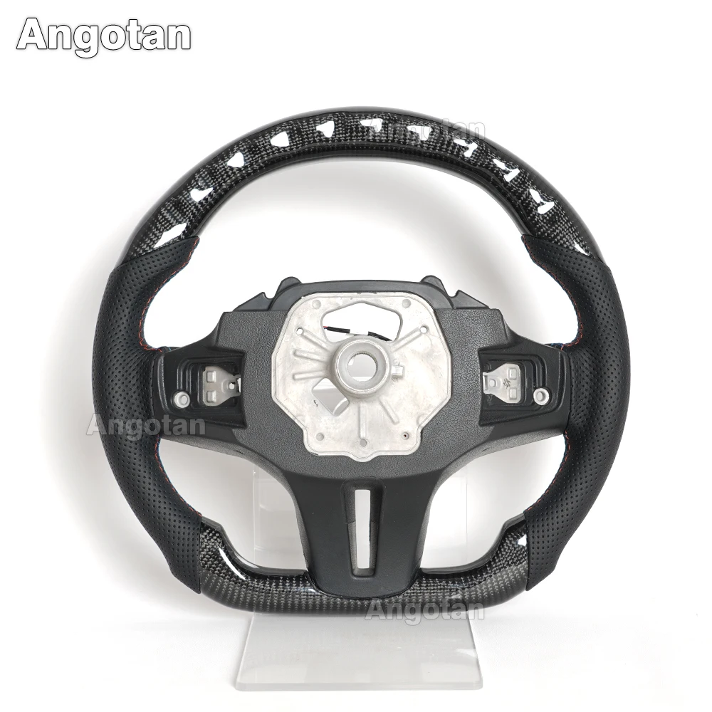 عجلة قيادة LED ذكية من ألياف الكربون الحقيقية لسيارات Bmw G20 3 Series M3 M4 G80 G82 G83 F4x G2x G20 M Sport (مع مؤشر LED)