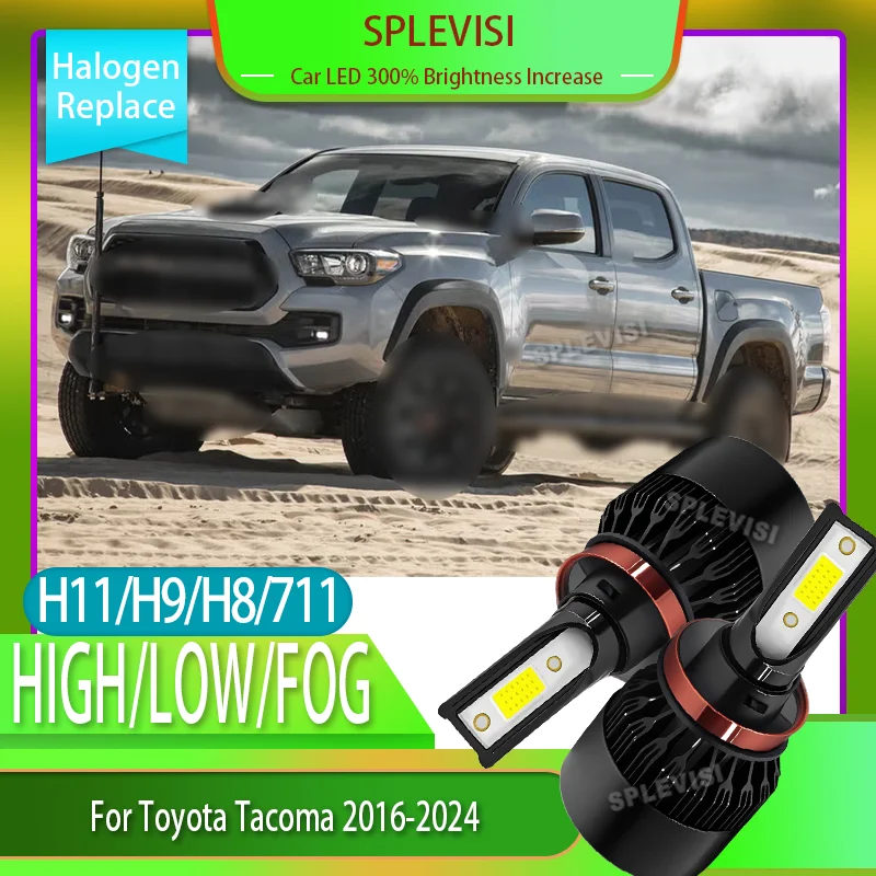 

12v IP67 LED Headlight Bulbs High/Low/Fog Light All In One Kit For Toyota Tacoma 2016 2017 2018 2019 2020 2021 2022 2023 2024