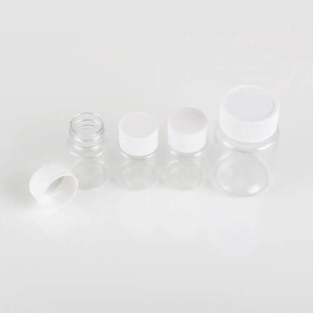 100PCS X 15ml 20ml 30ml 60ml Clear PET Seal Plastic Empty Liquid Bottles Vial Reagent Sample Container Plastic Cap with Gasket