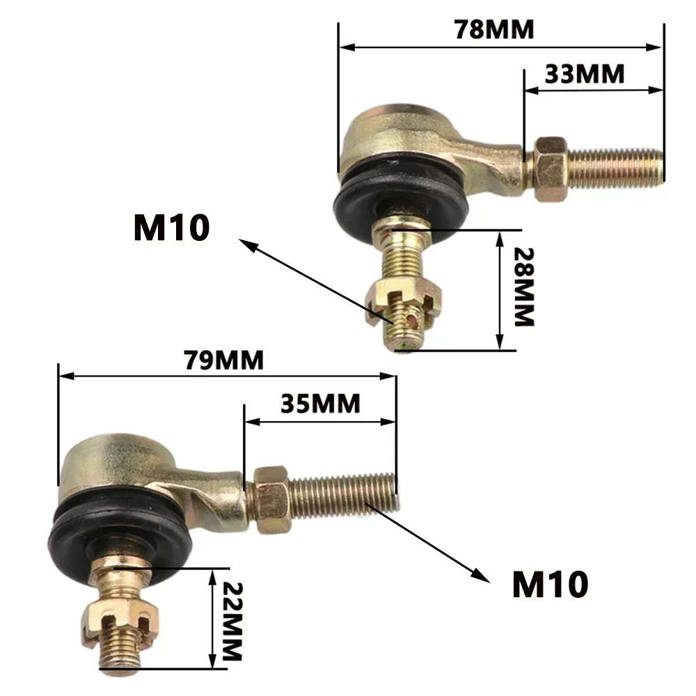 1 Pair M10-M10 Tie Rod End Ball Joint Fit China ATV 50cc 110cc 150cc 200cc 250cc 300cc Go kart Buggy Quad Bike 4-wheeler