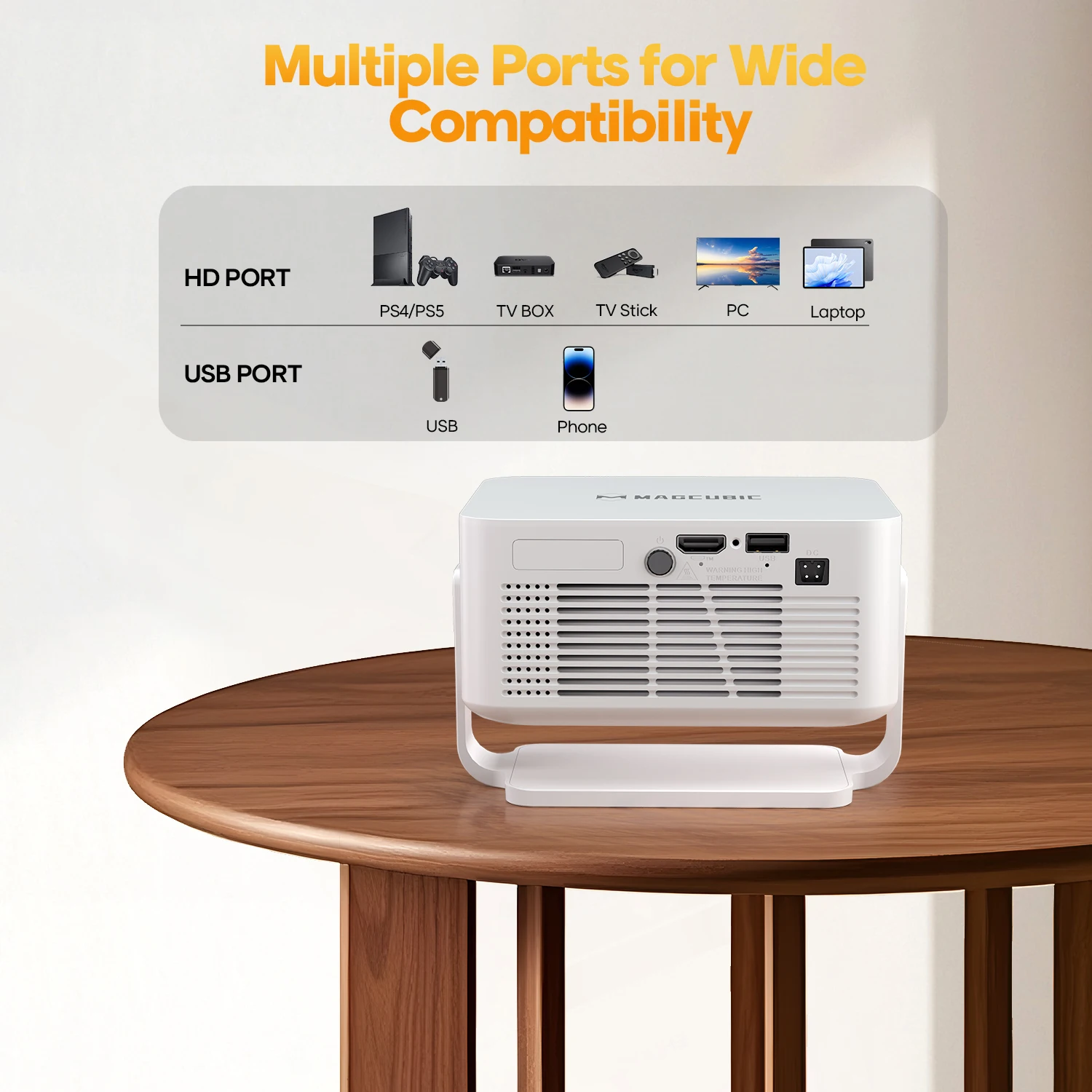 Magcubic HY300Max 400ANSI 8K Native 720P Autofokus Android 14 Projektor mit Wifi6 BT5.4 Allwinner H726 Tragbarer Outdoor-Projektor – Detail 16