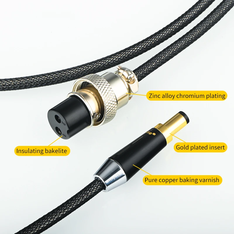 Hi-end Pure Silver HiFi DC Power Cable 5.5 DC2.1-2.5 Aviation Plug To DC2.5/2.1 Audio Line 0.5mm²