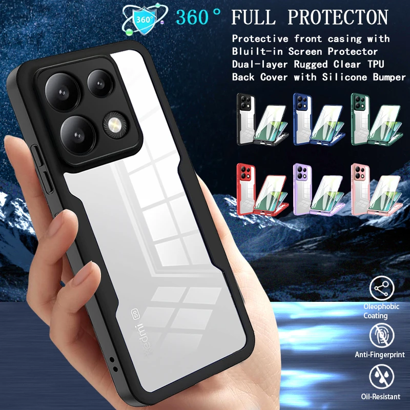 For Xiaomi Poco X6 Pro 5G Case 360 Full Clear Hybrid PC Hard Phone Case For Pocox6pro Poko Little X6pro X 6 Pro 6X Back Cover