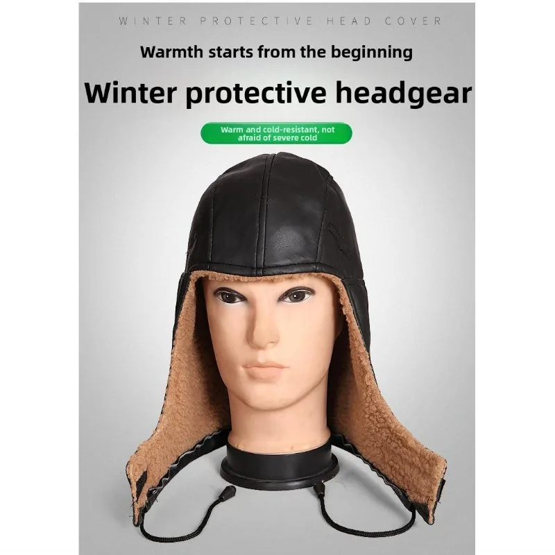 خوذة أمان شتوية بطانة حرارية مقاومة للبرد قبعة صلبة غطاء عازل للعمل في الهواء الطلق حماية ضد الرياح #5
