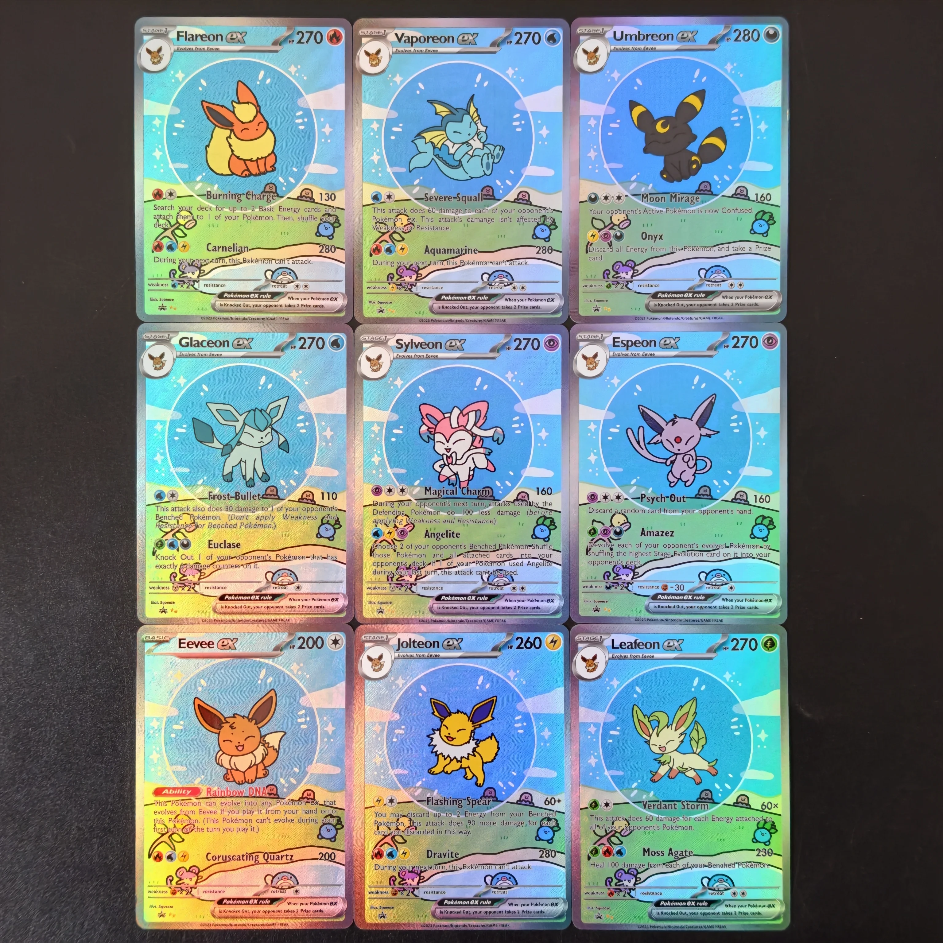 DIY PKM Card PTCG Bubble Pokemon Eeveelution Umbreon Sylveon Leafeon Full Art Holo Self Made Single Card Classic Game Anime Card