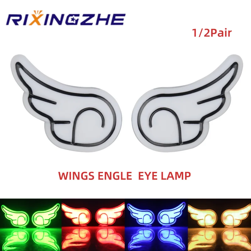 

1/2Pair Mini Wings Eagle Eye Lamp Motorcycle LED Turn Signal Light Strobe Light Dynamic Flashing Tail Decorative Lamp 12V Yellow