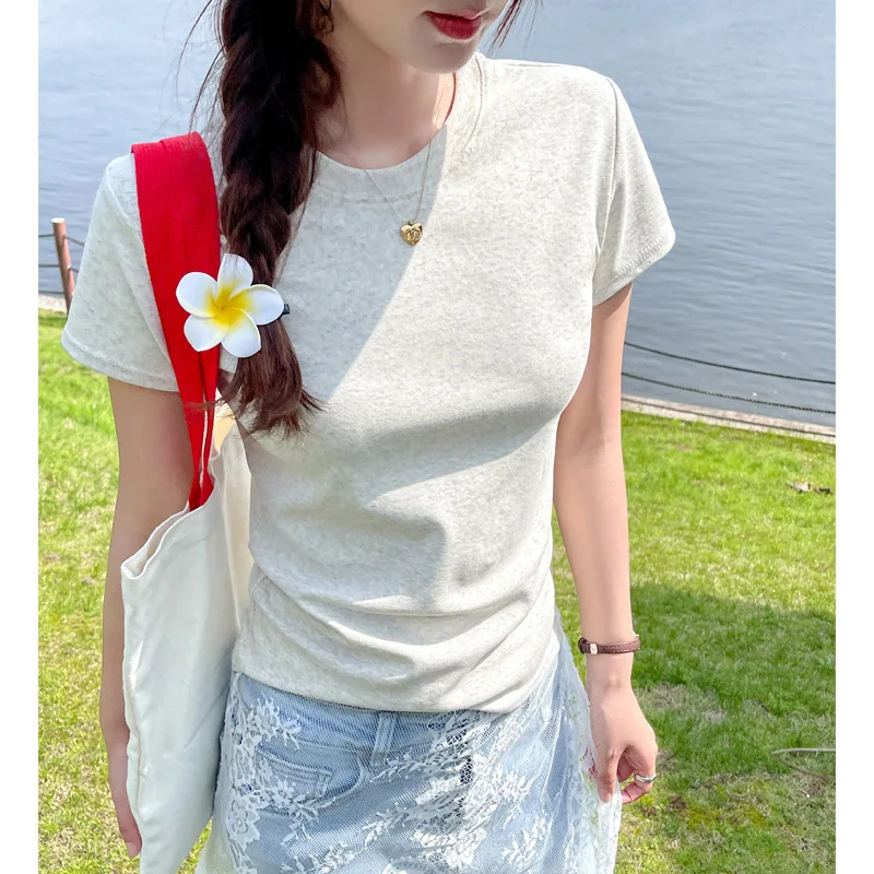 

Хлопковая свободная женская футболка больших размеров с обычными плечами и короткими рукавами, весна и лето и стройняшка