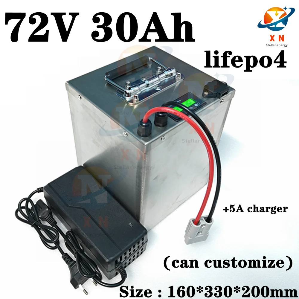 lithium 72v 30ah lifepo4 battery pack deep cycle with BMS 24S for 5000w 3000w bike scooter Tricycle motorcycle +5A charger