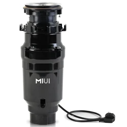Smaltimento continuo dei rifiuti di alimentazione MIUI con riduzione del suono, sistema di macinazione dei rifiuti alimentari in acciaio inossidabile da 1/2 HP, cavo di alimentazione incluso
