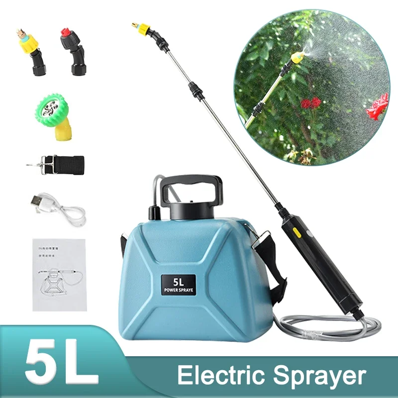 Battery Powered Garden Electric Pesticide Sprayer,5L Lawn Water,Shoulder-Type Sprayer, USB Rechargeable Irrigation Tool,2000mAh