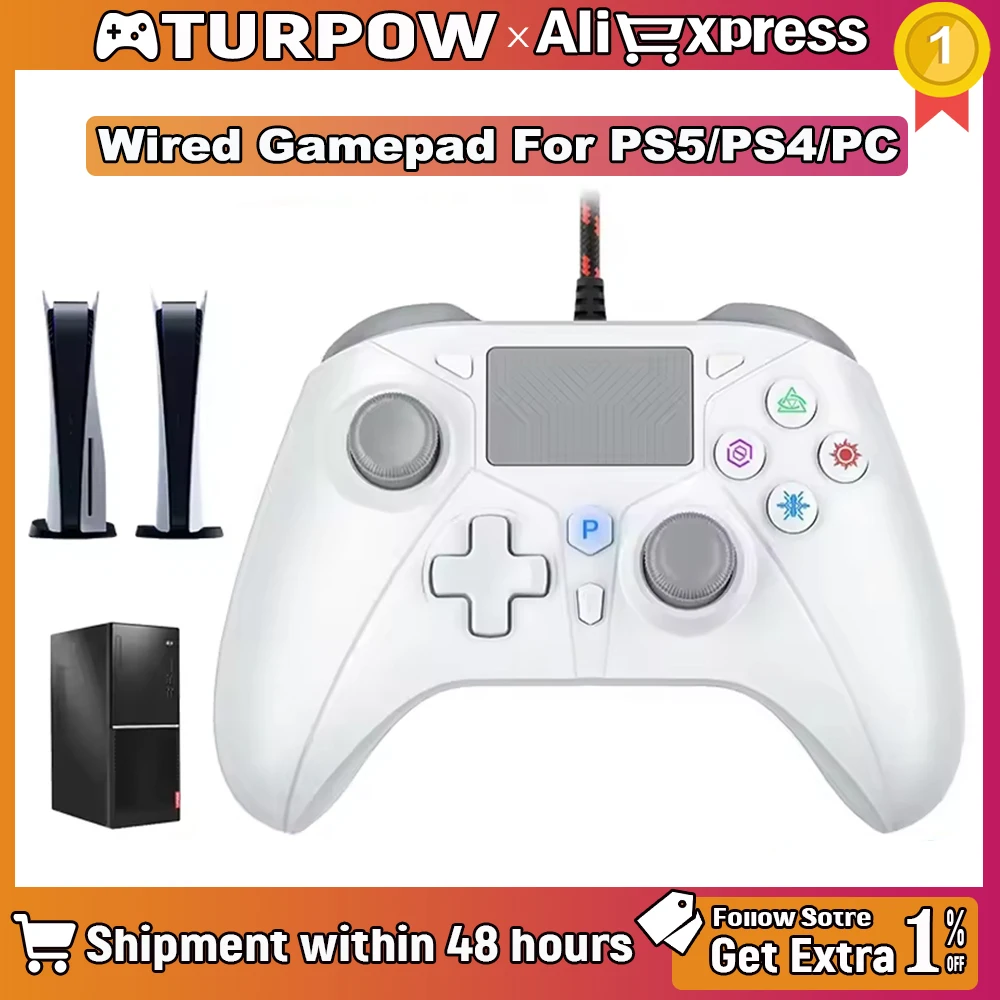 turpow-有線ゲームパッド-ps5-pc-対応振動機能-ターボ-35-ミリメートル-trrs-プログラミング-ps5-ゲームコンソールコントローラー用