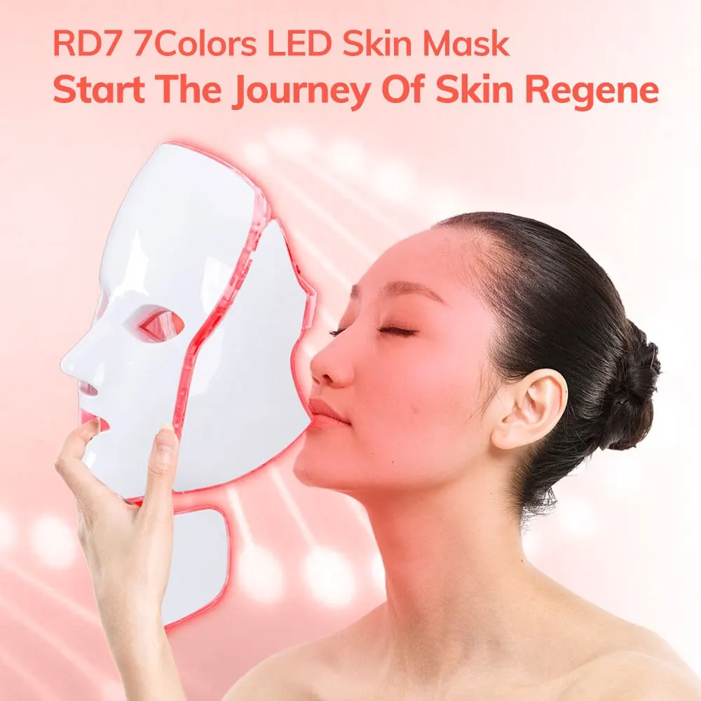 LED beauty Mask Photon 7color Anti-Acne Apparatus Micro Current Colorful Lifting Face Wearing With Neck Skin Care Beauty Device