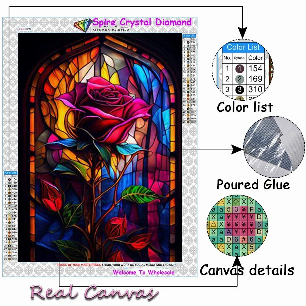 Fantasy Stained Glass 5D AB Drill Diamond Painting Mushroom Pretty Girl Lotus Cross Stitch Kits Art Mosaic Home Decor Kids Gifts