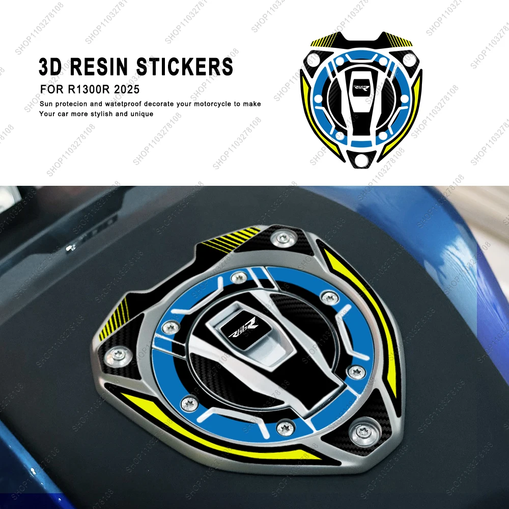 Motorcycle fuel tank cap Stickers Protection Kit For R1300R R 1300R 2025 2026 3D Gel Resin Stickers
