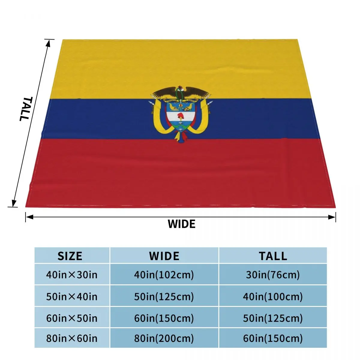 Flag of Colombia, Patriotic Gift Throw Blanket blankets and throws Multi-Purpose Blankets