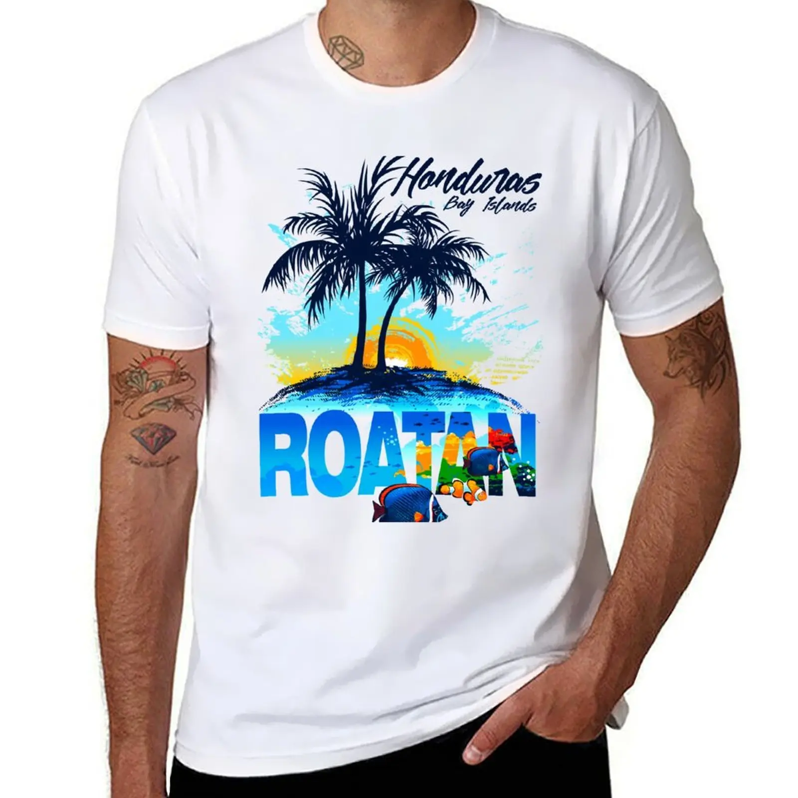 

Honduras Roatan Bay Islands T-Shirt t shirts cotton 100% men t shirt cotton 100% T-Shirt