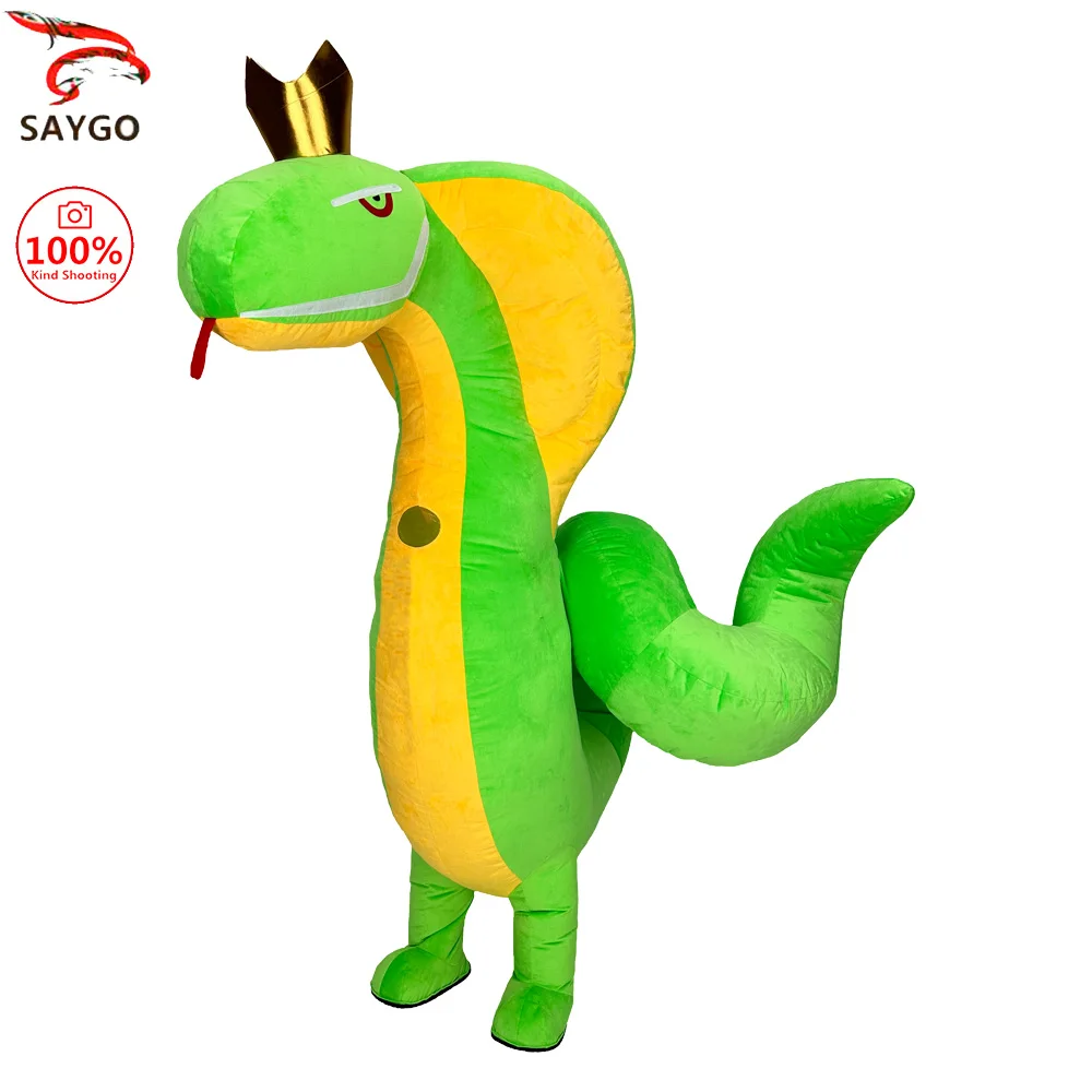

SAYGO Inflatable Crown Snake Plush Costume Mascot Adult Character Cosplay Halloween Carnival Party Performance Event Set