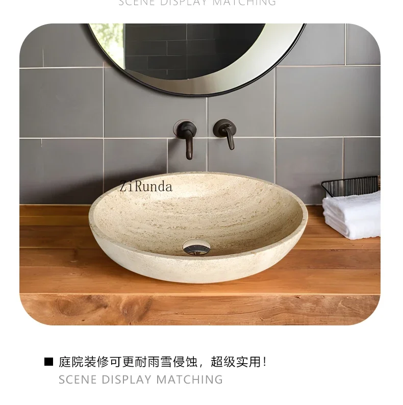 

Натуральный травертин, встроенный умывальник, мраморная столешница, умывальник, круглый умывальник для унитаза