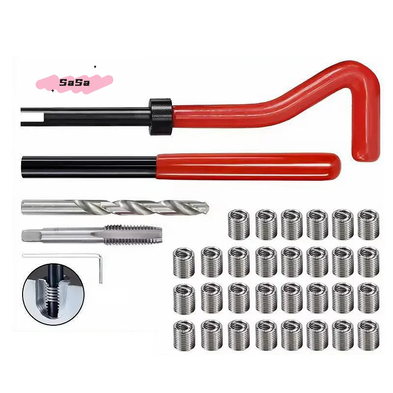 S-30Pcs M5 M6 M8 Metric Thread Repair Insert Kit M8*0.8 Car Pro Coil Tool for Automotive Damaged Thread Repair Restoration Kit