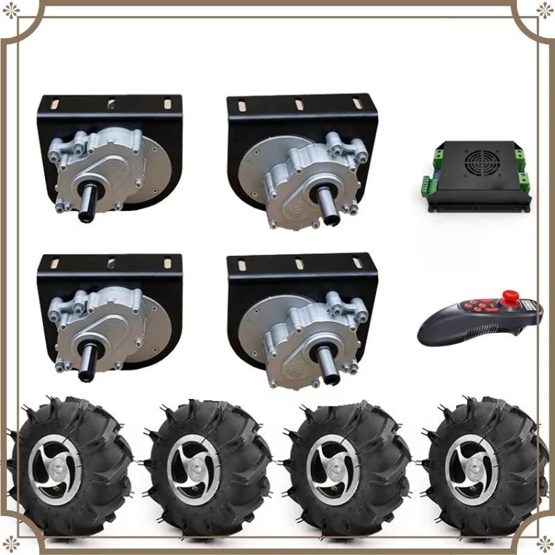 4WD 1000W Electric Four Drive Kit, 10 Inch Wheel Hub Cart with 4.10-4 Off-road Tires, 250W Motor & Wireless Remote Control