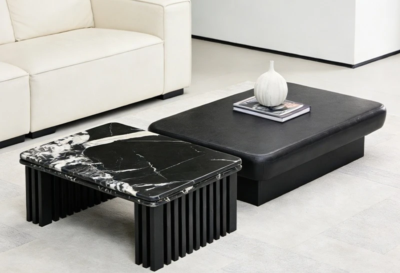 Luxury stone coffee table living room household Italian minimalist high-end rectangular coffee table combination