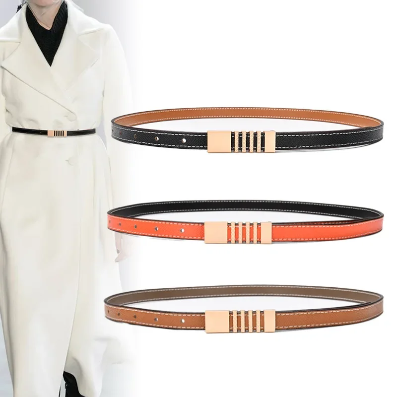 

New slim belt for women fashionable and versatile Genuine leather slim belt for womens luxury designer clothes