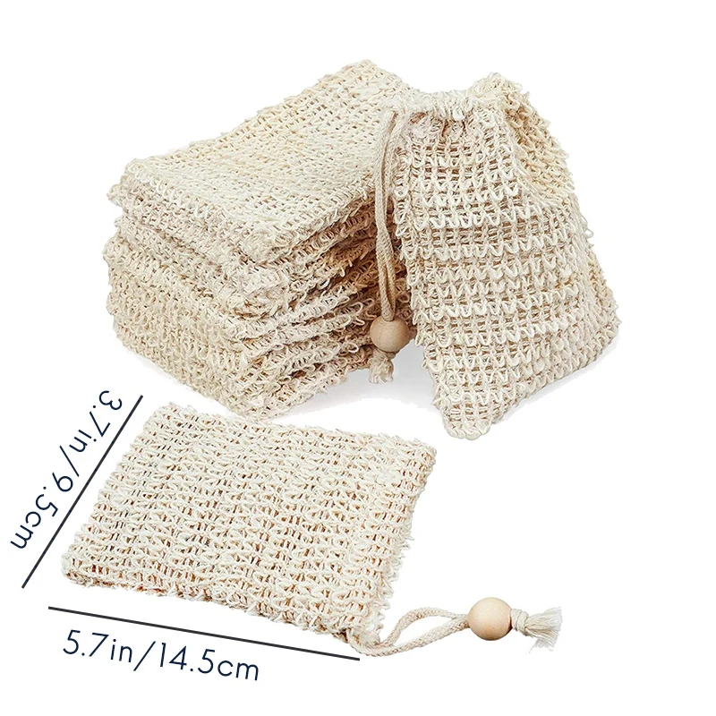 20 Pack Soap Exfoliating Bag,Soap Saver Made Sisal Mesh Soap Bag Bar Soap Bag With Drawstring For Bath & Shower Use