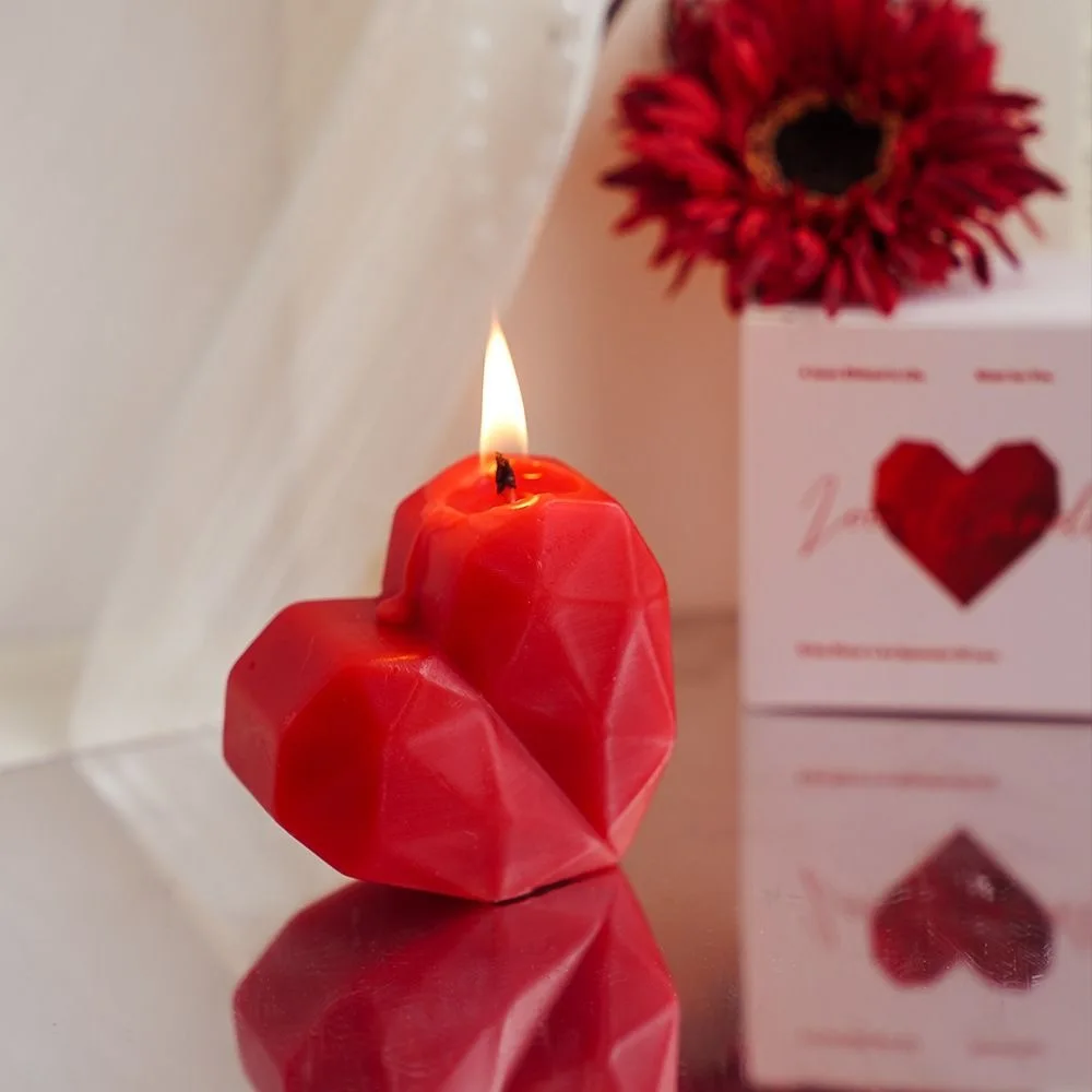 Candele romantiche a forma di cuore da 2 pezzi Candela per aromaterapia con fiamma Decorazione per anniversari di matrimonio di San Valentino Regalo perfetto per le coppie