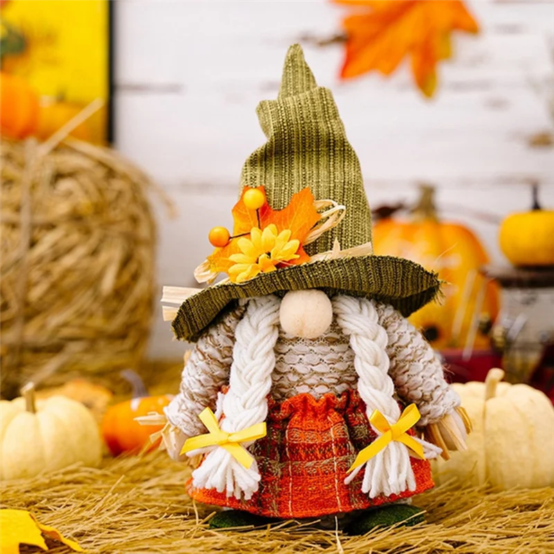 

A21I-Fall Gnome Pumpkin Sunflower Swedish Dwarf Plush Ornaments Decorations For Christmas Autumn Thanksgiving Decor