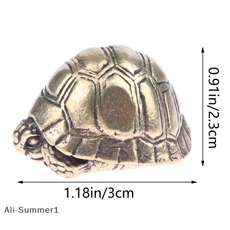 【E】Heavy Ball Shape Turtle Miniatures Figurines Antique Metal Brass Animal Tortoise Small Statue Home Table Tea Pet Ornament