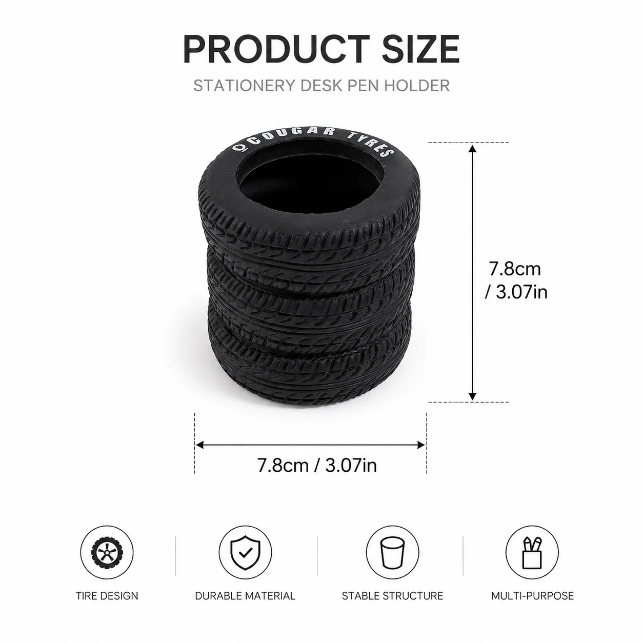 Cool Tire Design Desktop Pen Cup Pen Organization Multi Stationery Organizer for Men Boys Birthday Office Desk Gift