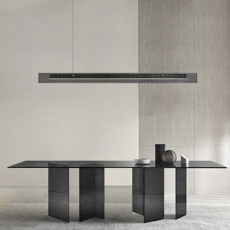 

Italian minimalist high-end restaurant lamps Nordic creative glass chandelier villa island bar counter long chandelier
