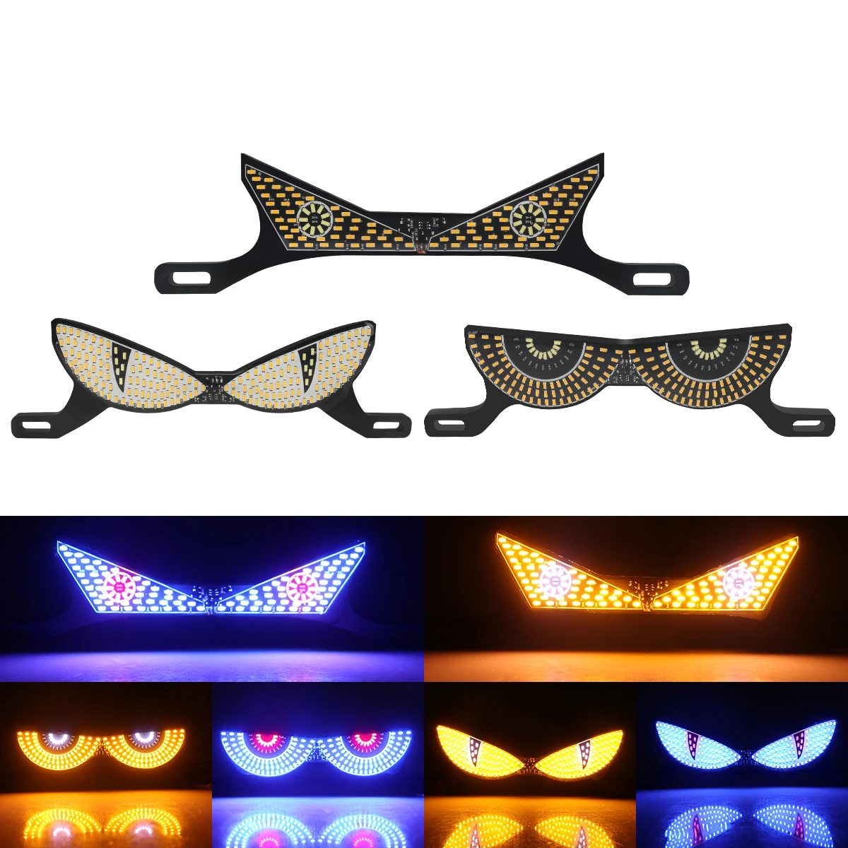 Motorcycle LED License Plate Light Triangular Cat Eye Decoration Lights Rear Modified Flasher Tail Lamp Univeral Signal Lamp