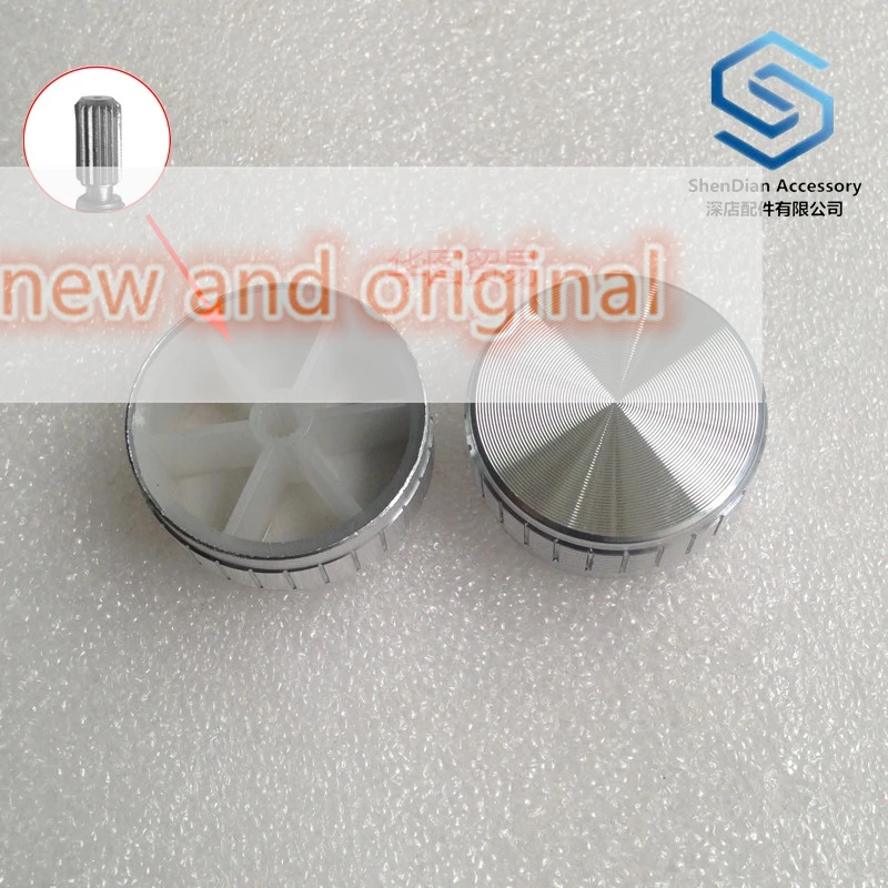2pcs 100% new Silver 40 * 17mm aluminum alloy knob cap emitting audio volume switch knob 6mm potentiometer rotating cap
