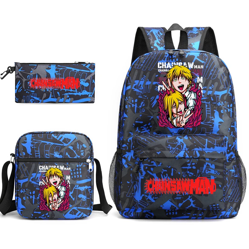 

Chainsaw Man Anime Print School Bag Set for Teens Kids Include Backpack Shoulder Bag Pencil Case Lightweight Daily Use