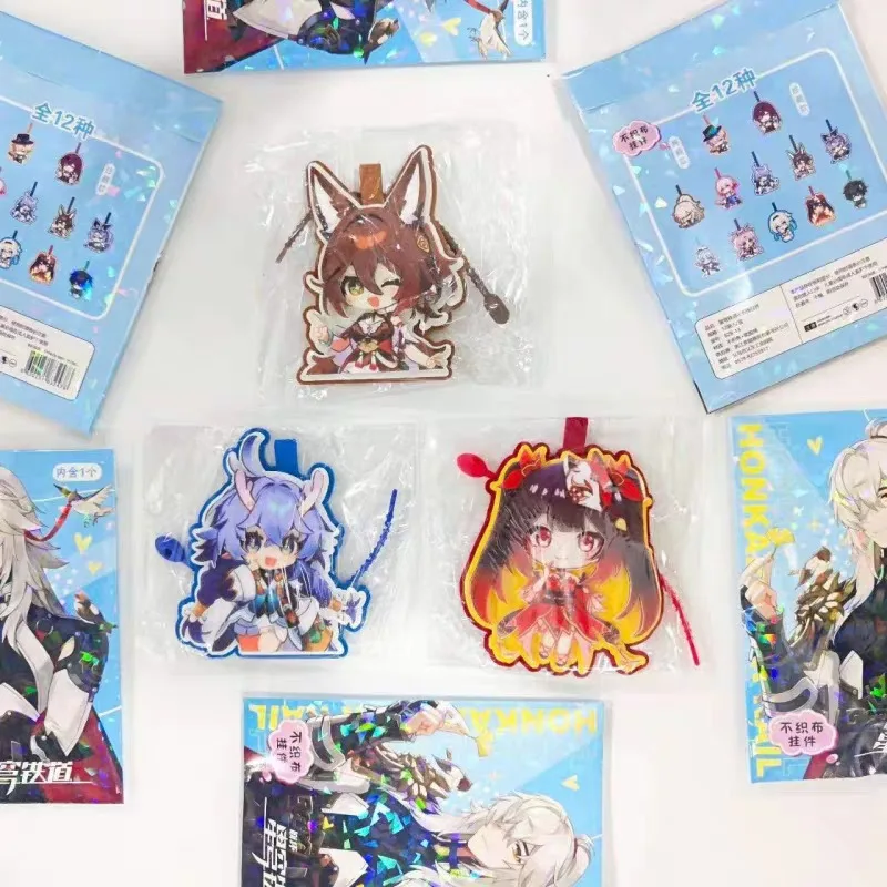12Pcs/Box  Non Woven Embroidery Keychain Game Bailu March 7th Jing Yuan Aventurine Kafka Pendant Keyring Gift