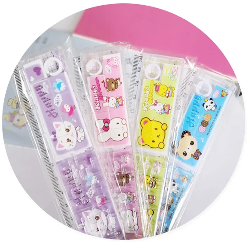 1pcs Cartoon Plastic Ruler Pupils Interesting Maze+puzzle Game Plastic Ruler 15cm Game Puzzle Ruler Kawaii School Supplies