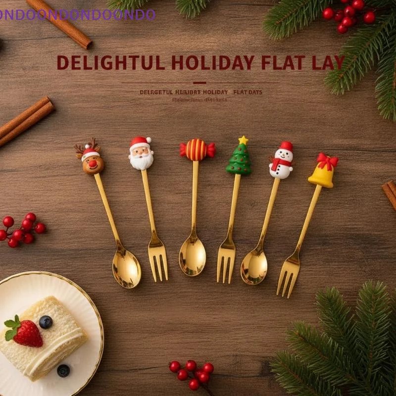Stainless Steel Coffee Spoon Creative Christmas Dessert Spoon Cake Fork Cartoon Elk Spoon Fork Gift Box