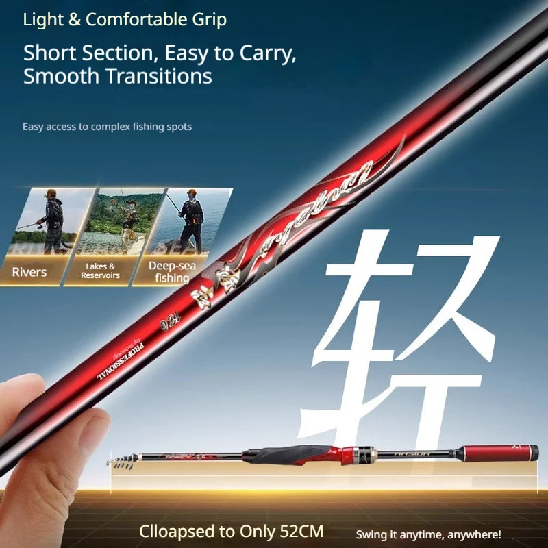 HASIDA Lingzhi Telescopic Rock Fishing Rod Ultra Light Hard Short Section Large Guide Ring Long Cast Sliding Float Portable