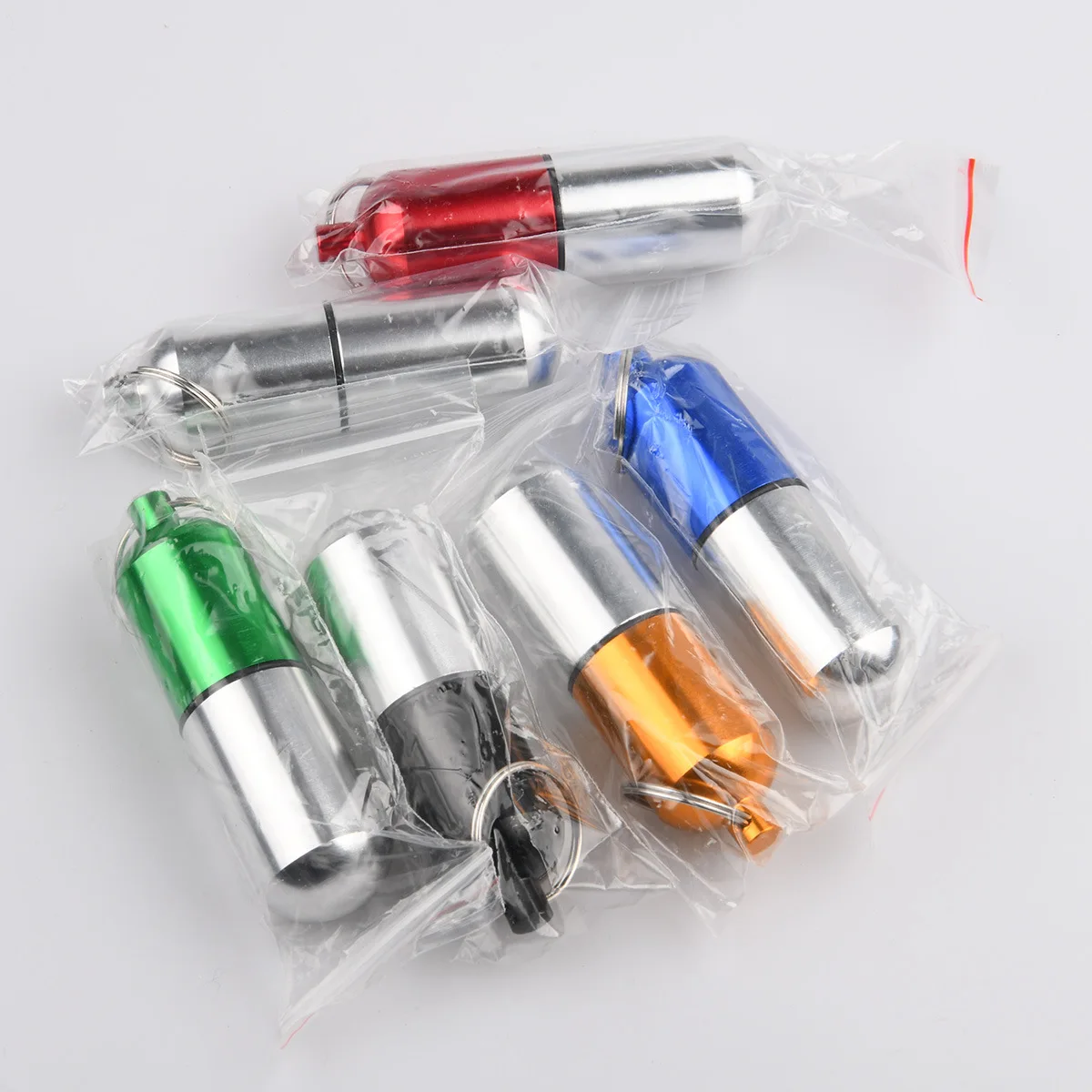 1PC Waterproof Outdoor Medicine Pill Container Capsule Portable Metal Keychain Aluminum Case Metal Waterproof Box